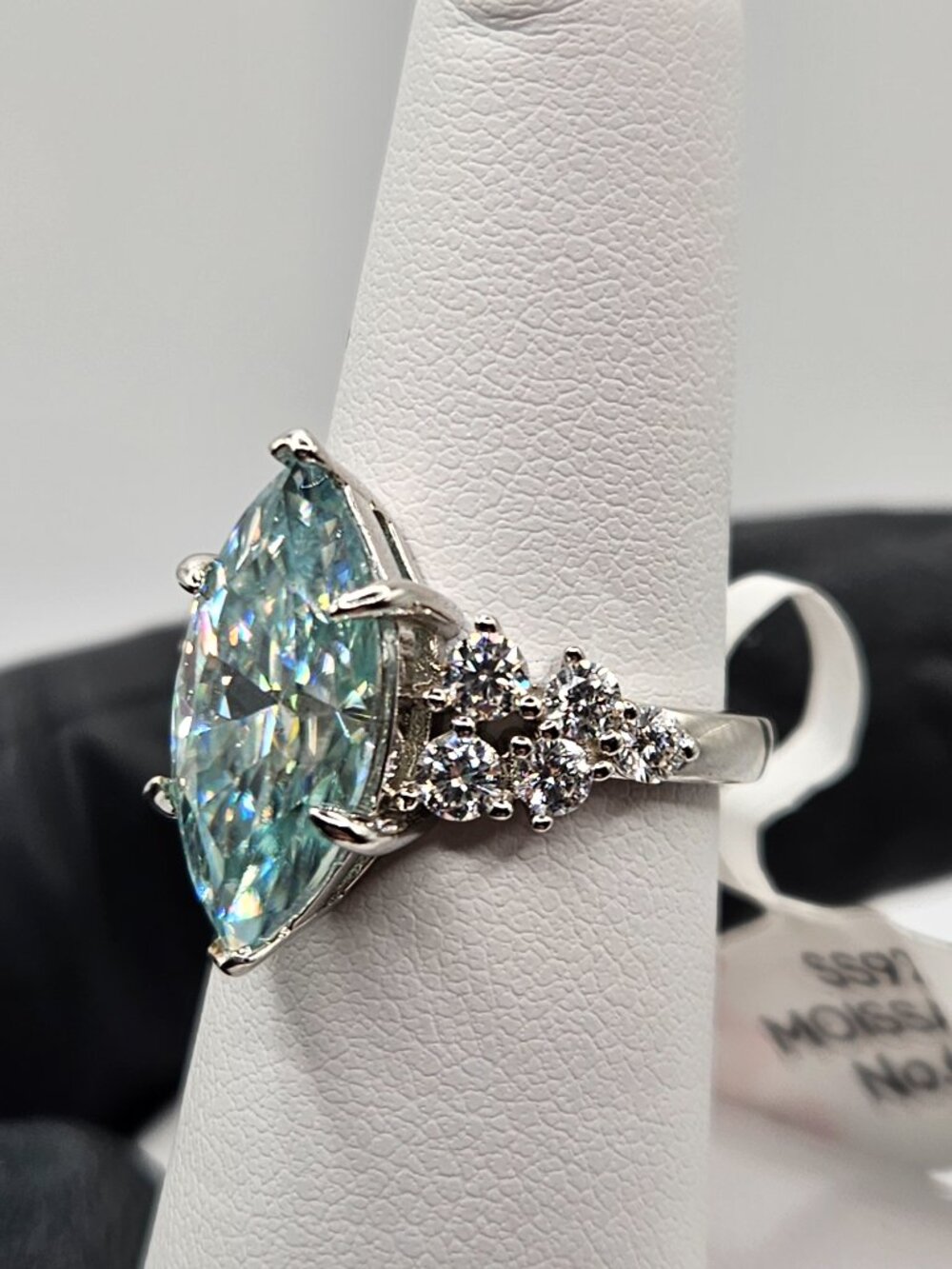 925 Sterling Silver Moissanite 7ctw Teal Ring Size 6 - Picture 4 of 6